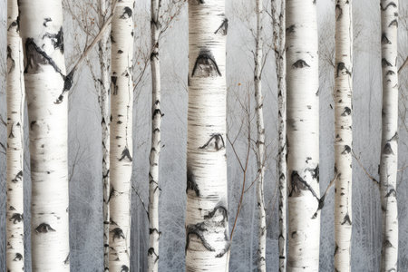 birch forest in winter, photo as a background, digital imageの素材