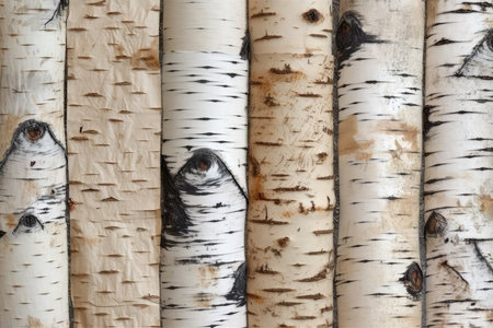 Background of birch tree trunks. Texture of birch bark.の素材