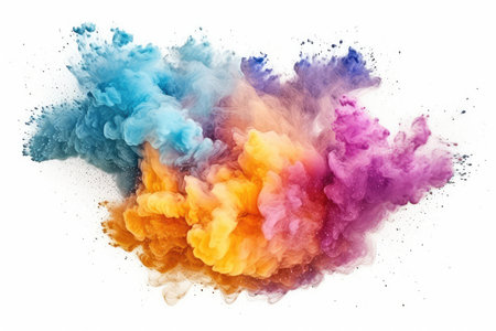Colorful cloud of paint isolated on white background. Abstract background.の素材