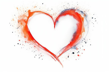 Heart made of watercolor splashes isolated on a white background.の素材