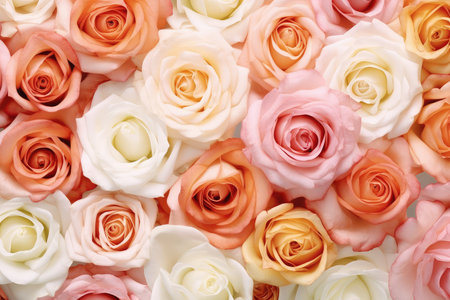 Beautiful roses as background, top view. Valentine's day celebrationの素材