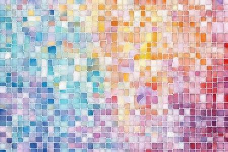 Colorful mosaic background. Abstract background of colorful ceramic mosaic tiles.の素材