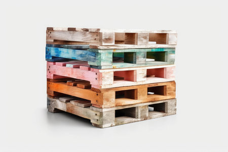 Wooden pallets isolated on a white background. 3d renderingの素材