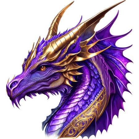 Dragon head isolated on white background with clipping path.  Fantasy dragon.の素材