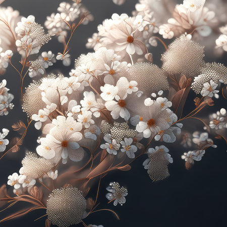 Vintage floral background with gypsophila flowers. 3d renderの素材