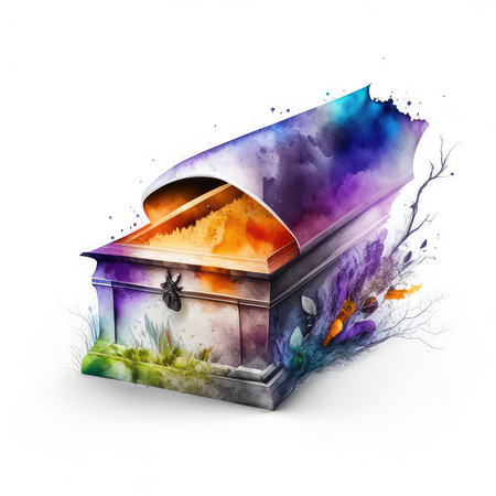 treasure chest isolated on a white background. Watercolor illustration.の素材