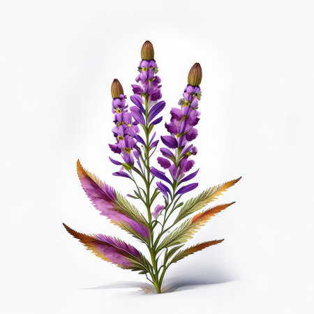 Purple lavender flowers isolated on white background. 3D illustration.の素材