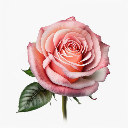 Pink rose isolated on white background. Close-up. Vector illustration.の素材