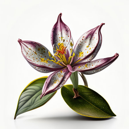 Beautiful lily flower isolated on white background. 3D illustration.の素材
