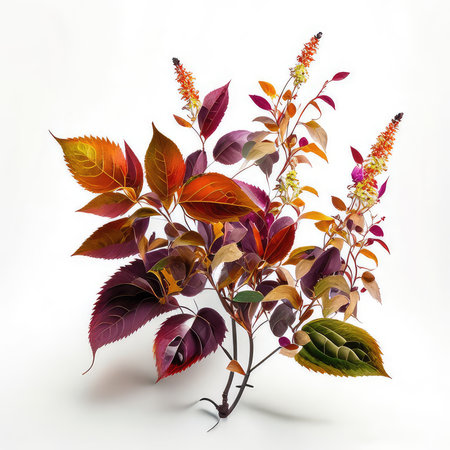 Autumn leaves isolated on a white background. 3d illustration.の素材