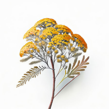 Dry tansy flowers on white background. 3d illustrationの素材