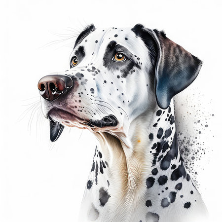 Dalmatian dog portrait on white background. Digital painting.の素材