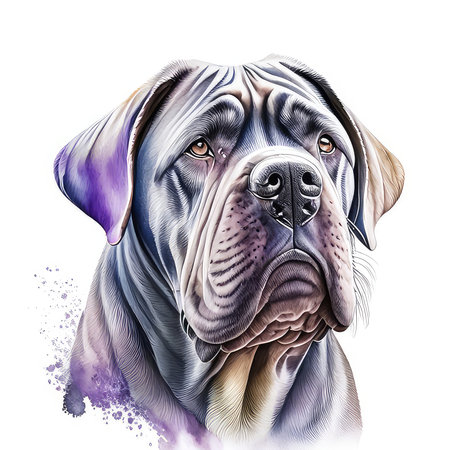 Portrait of a Rhodesian mastiff dog. Hand drawn illustration.の素材