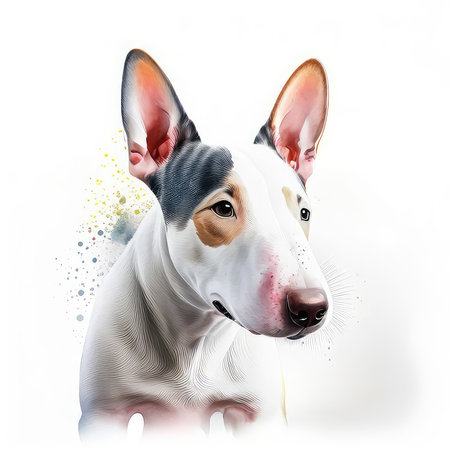 Portrait of a purebred bull terrier. Digital painting.の素材
