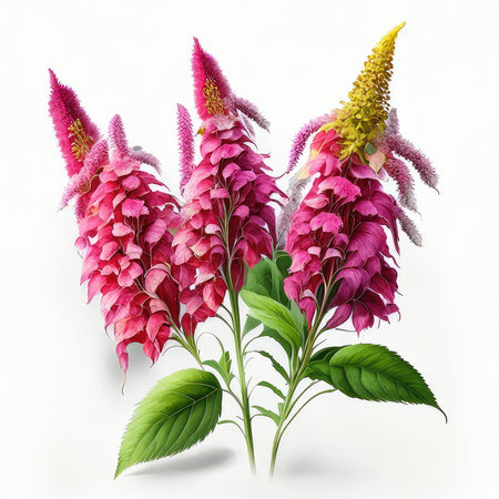 Pink and purple flowers isolated on white background. 3D illustration.の素材