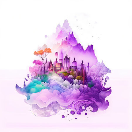 Magic Landscape. Fairy Tale Landscape. Vector Illustration.の素材