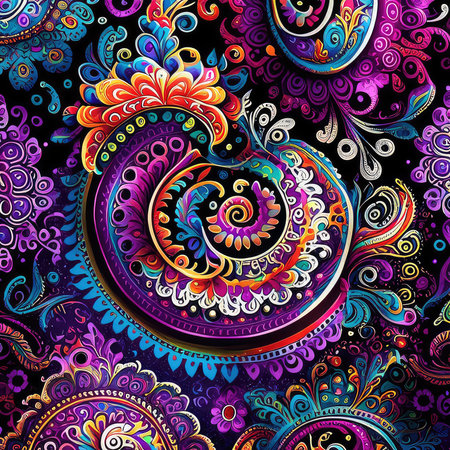 Seamless pattern with paisley ornament. Vector illustration.の素材