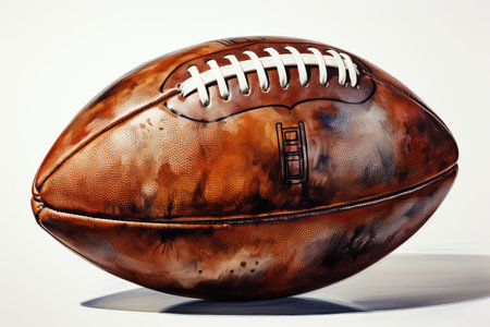 American football ball isolated on white background. 3D illustration. Vintage style.の素材