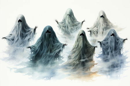 ghosts in the water on a white background. 3d illustrationの素材
