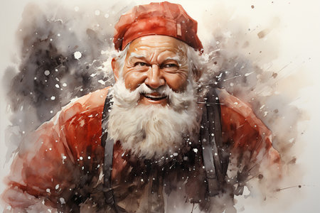 Digital painting of an old man with a beard in a red jacketの素材