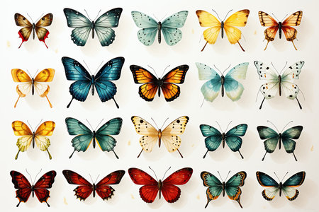 Butterflies collection. Set of different butterflies. Vector illustration.の素材