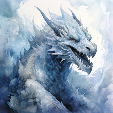 Dragon, watercolor painting on a white background. Illustration.の素材