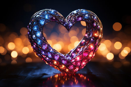 Glowing heart shape on bokeh background. Valentine's day concept.の素材