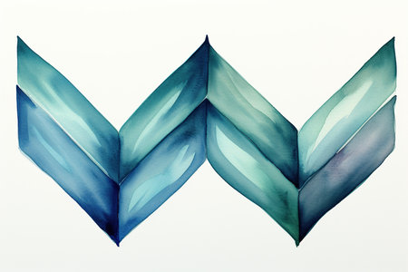 Watercolor hand drawn illustration of blue leaves isolated on white background.の素材
