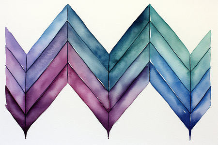 Watercolor illustration of an arrow in the form of a rainbow.の素材