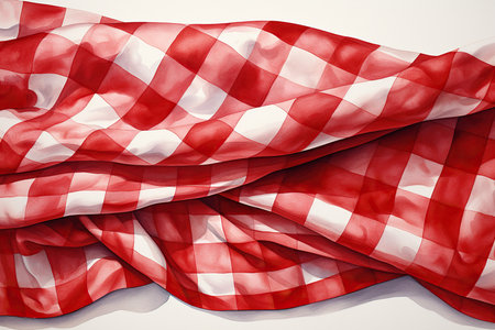 Checkered red and white flag, 3d render, square imageの素材