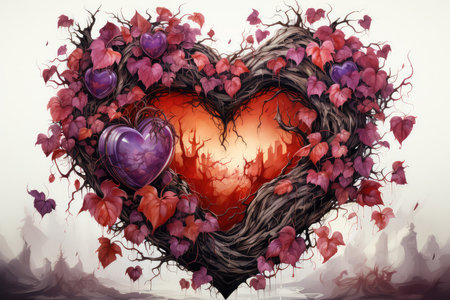 Heart of ivy, valentine's day card, vector illustrationの素材
