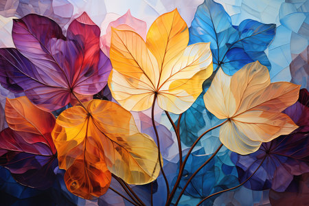 abstract background of multicolored leaves. 3d illustration.の素材