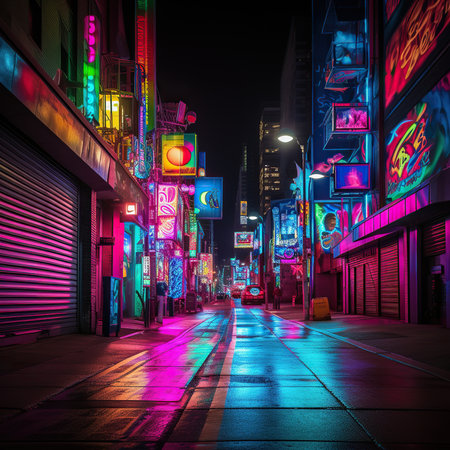 Night view of Times Square, Manhattan, New York City, USAの素材