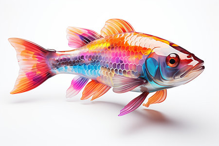 3d illustration of a goldfish isolated on a white background.の素材