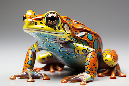 Tropical frog on a gray background. 3d illustration.の素材