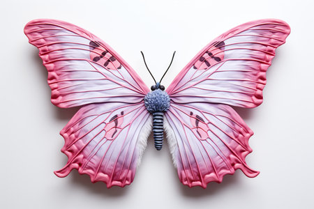 Butterfly made of plasticine on a white background close-upの素材