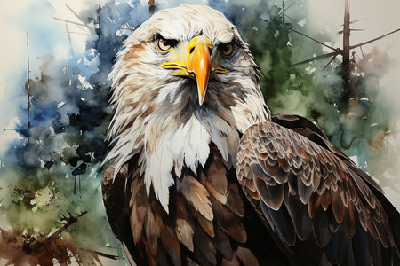 Digital painting of an American Bald Eagle (Haliaeetus leucocephalus)の素材