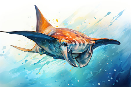 Sailfish in the sea. Illustration on white background.の素材