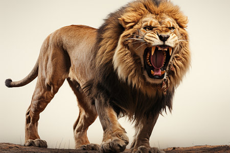 Big male lion in the wild. Wildlife scene from African nature.の素材