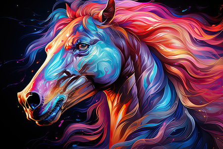 Horse head with colorful abstract background. Vector illustration for your designの素材