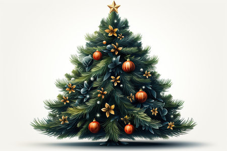 Christmas tree with ornaments. Vector illustration. Eps 10.の素材
