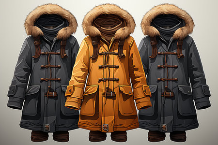 Men winter jackets isolated on white background. Vector illustration. Eps 10.の素材