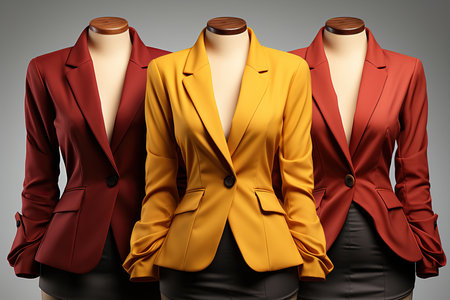 Women's blazer on a mannequin isolated on gray backgroundの素材