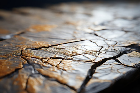 Macro shot of cracked earth surface with selective focus and shallow depth of fieldの素材