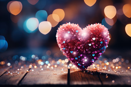 Valentine's day background with heart and bokeh lightsの素材