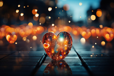 Heart shape with bokeh background. Love concept. 3D Renderingの素材