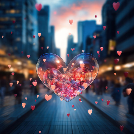 Valentine's day abstract background with heart. 3D renderingの素材