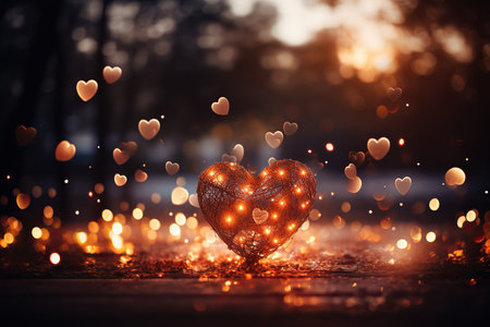 Love and Valentine's day concept. Heart shape on bokeh backgroundの素材