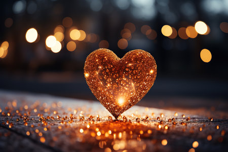 Heart shaped candle with bokeh background. Valentine's Day concept.の素材