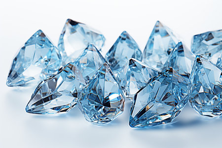 Diamonds on a white background. Shallow depth of field.の素材